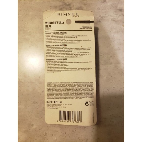 Rimmel Wonder'Fully Real Waterproof Liquid Mascara Smoothens & Defines 002 Black - Picture 2 of 2